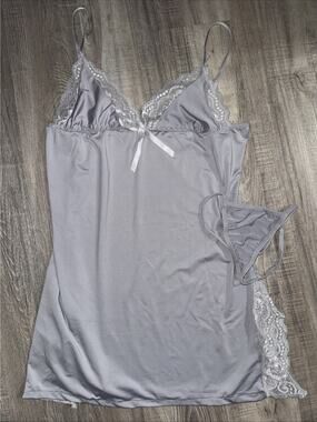 Womens Gray Nightgown Lingerie Medium Sleepwear Chemise